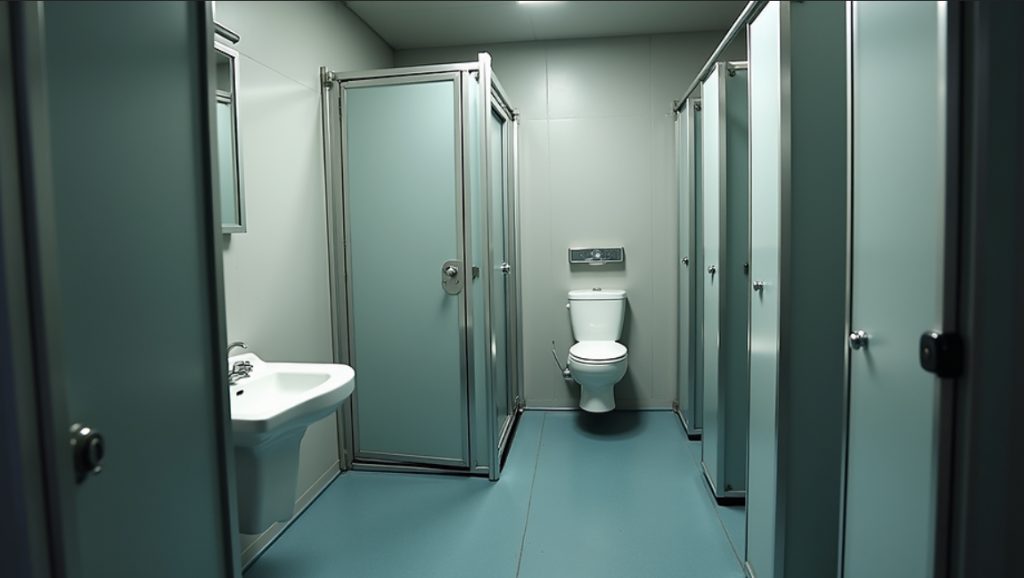 A delux portable restroom with added amenities ideal for events