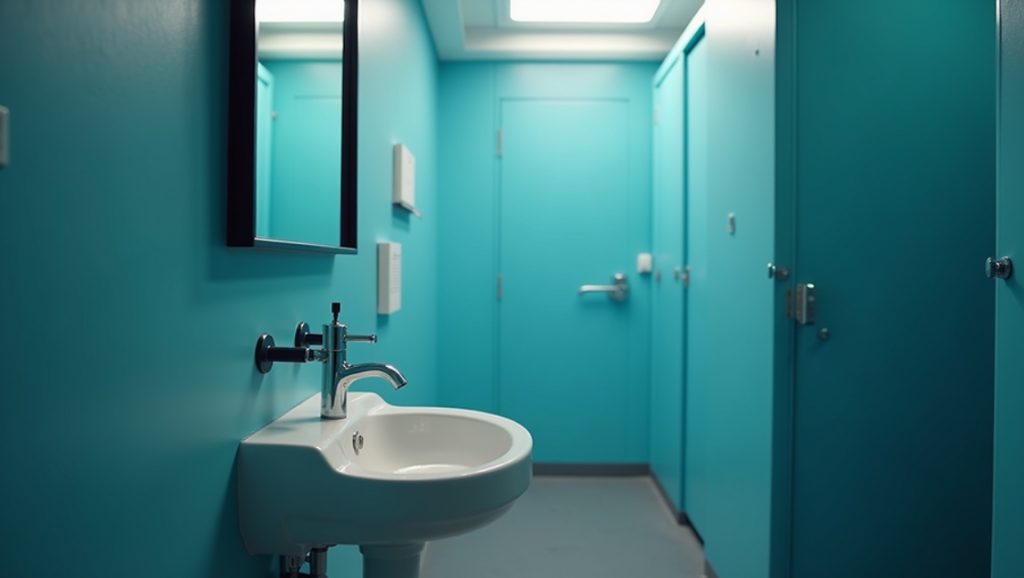 Handwashing station in portable restroom