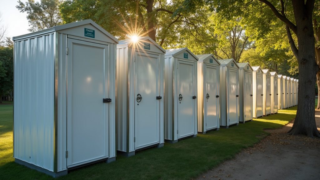 Temporary restroom units at outdoor event